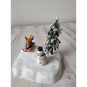 Lemax AS IS flooding light up tree snowman village accessory Xmas tree